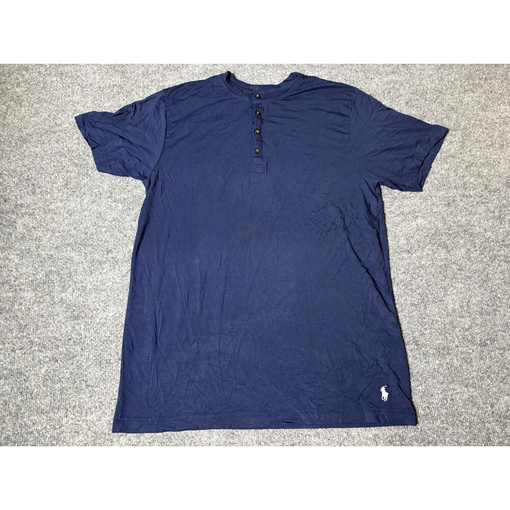 Polo Ralph Lauren Pajama Top Mens L Blue Henley Jersey Sleepwear Modal Stretch